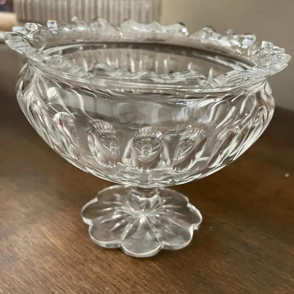 Vintage crystal glass pedestal candy dish